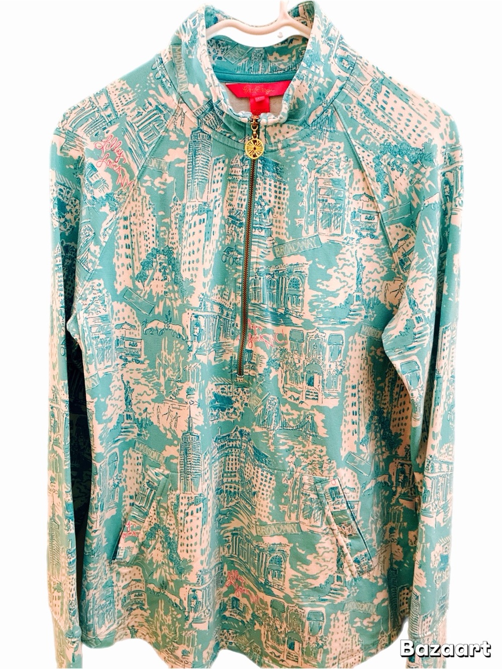 Lilly Pulitzer Lilly Loves NYC Popover Zip Pullover M EUC